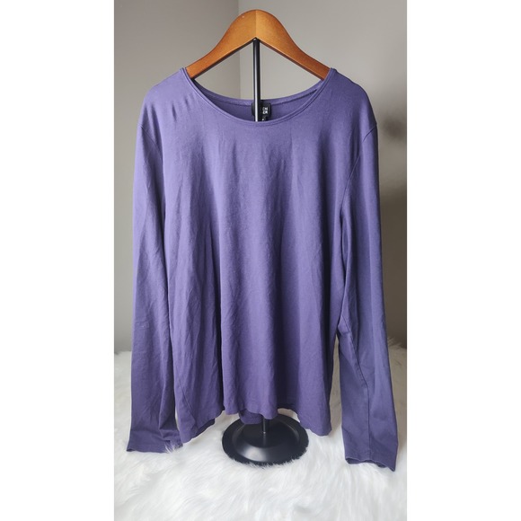 Eileen Fisher Purple Long Sleeve Top Crew Neck Relaxed Fit Women's XL - Picture 1 of 6